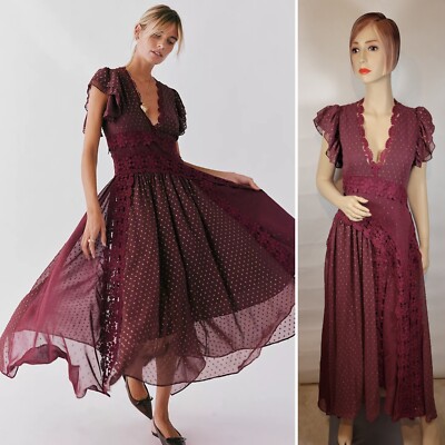 NEW SOLD OUT Free People Brown Bali Keely Maxi Lace Floral Dress NWT XL