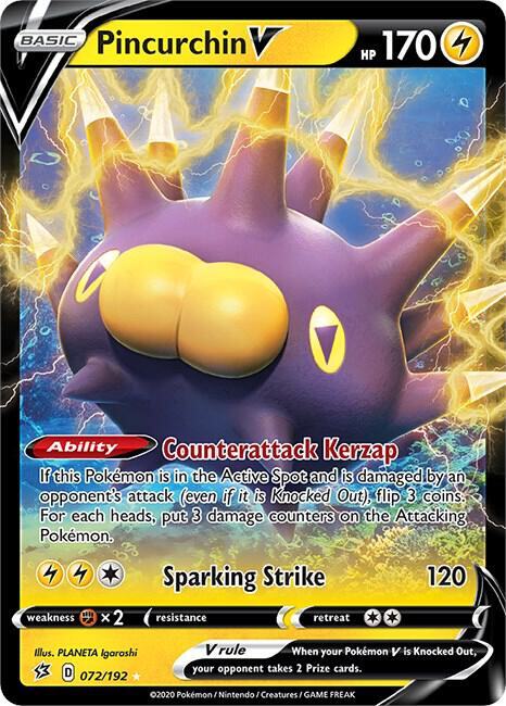 PINCURCHIN V 072/192 REBEL CLASH POKEMON (ULTRA RARE, NM)
