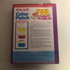 Vintage PAAS Egg Color Set of 3 glitter patch eggs in blue, pink, and yellow with instructions in red and purple boxes.