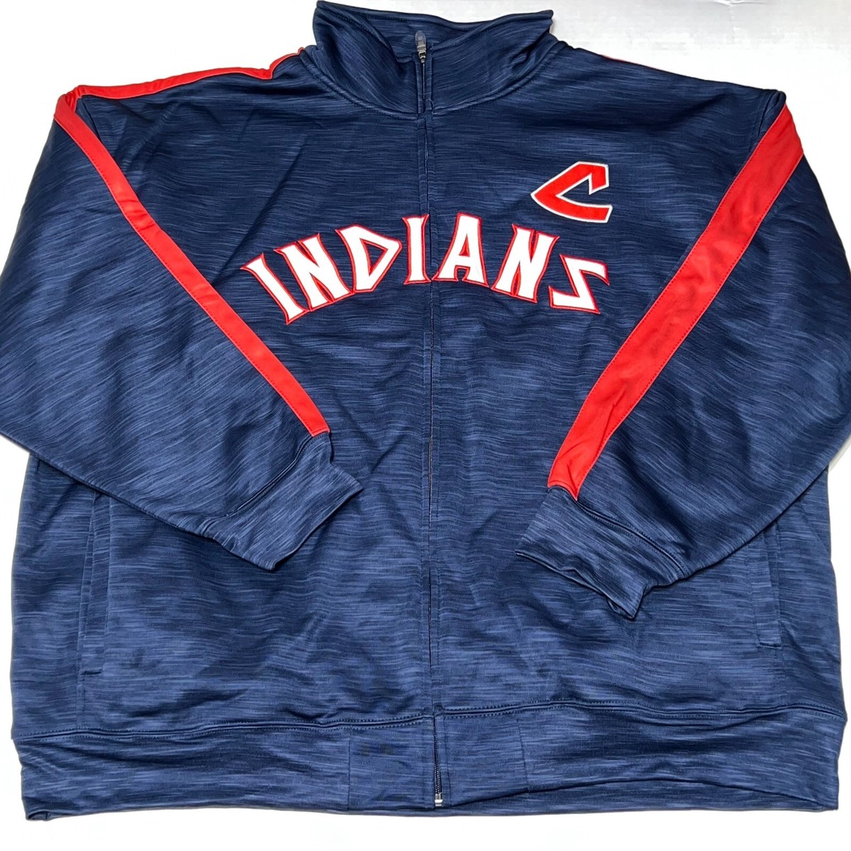 NEW COOPERSTOWN COLLECTION CLEVELAND INDIANS MLB FULL-ZIP SWEATER