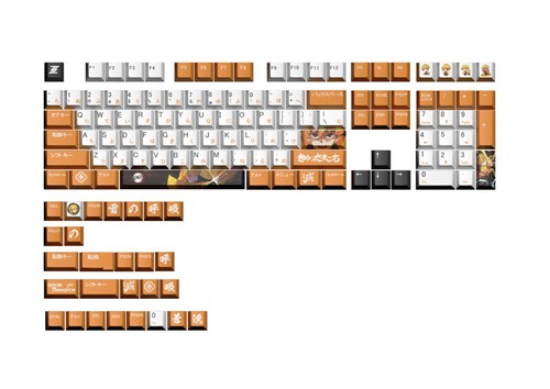 Demon Slayer Agatsuma Zenitsu Keycaps Anime PBT 128 Keys For Cherry MX Keyboard - Picture 5 of 6