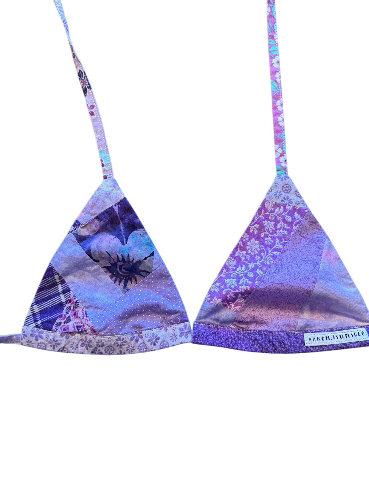Aaron Asunsolo Purple Multi Patchwork String Biki… - image 16