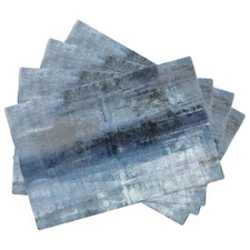 Abstract Blue and Grey Art Placemats Set of 4 Placemats for Dining TableHeat ...