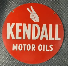 100% ORIGINAL KENDALL MOTOR OILS DOUBLE SIDED RARE CONDITION SIGN NO REPOPS EVER