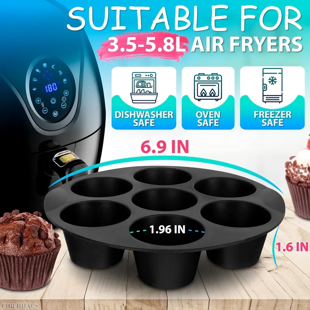 Air Fryer Silicone Cupcake Pan - 3.5-5.8l Air Fryer Egg Bites Mold Nonstick Muff