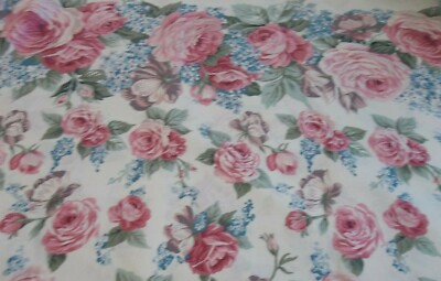  x 46'' Hoffman Calif Fabrics 100% Cotton White Pink Lilac Blue Flowers Floral