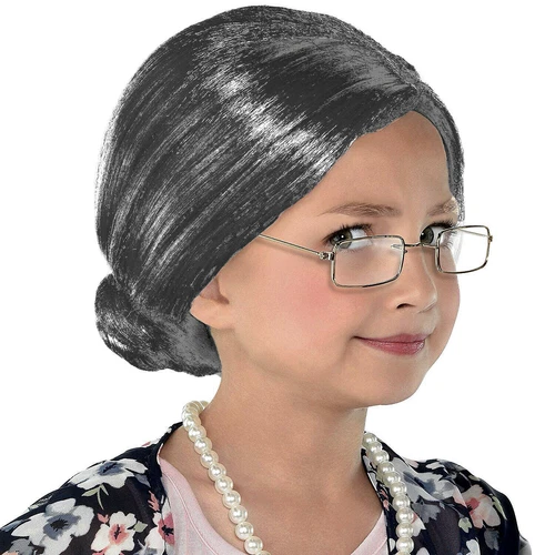 Grandma Wig Set Granny Old Lady Funny Party Halloween Christmas Santa Kids Teen - Picture 5 of 11