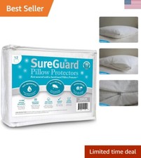 Premium Hypoallergenic Pillow Protectors - 100 Waterproof  Bed Bug Proof Duo