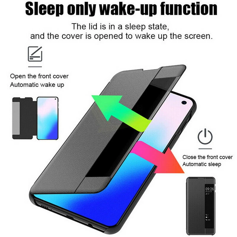 Funda de cuero con ventana abatible inteligente para teléfono Huawei P30 Lite P30 P20 Pro P Foto 4 de 4