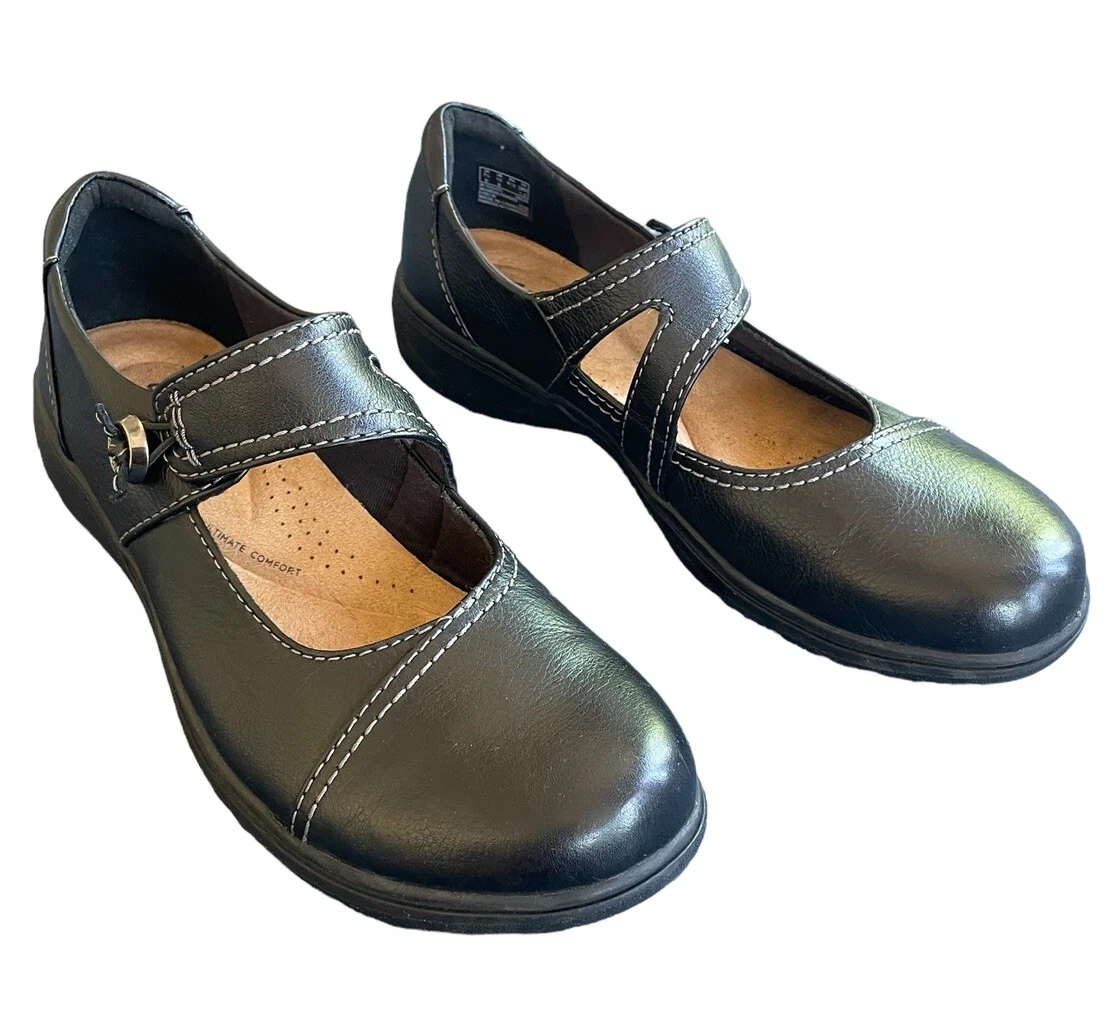 Mocassini piatti Clarks Carleigh Jane da donna in pelle Maryjane comodi taglia 10M neri