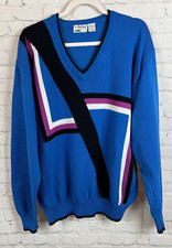 PAR FOUR mens golf knit royal blue V-neck sweater pullover size XL