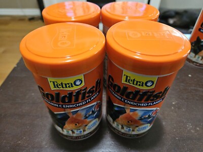 (4-Pk) Tetra Goldfish Fish Food VITAMIN C FLAKES 62g Complete Diet CLEANER WATER