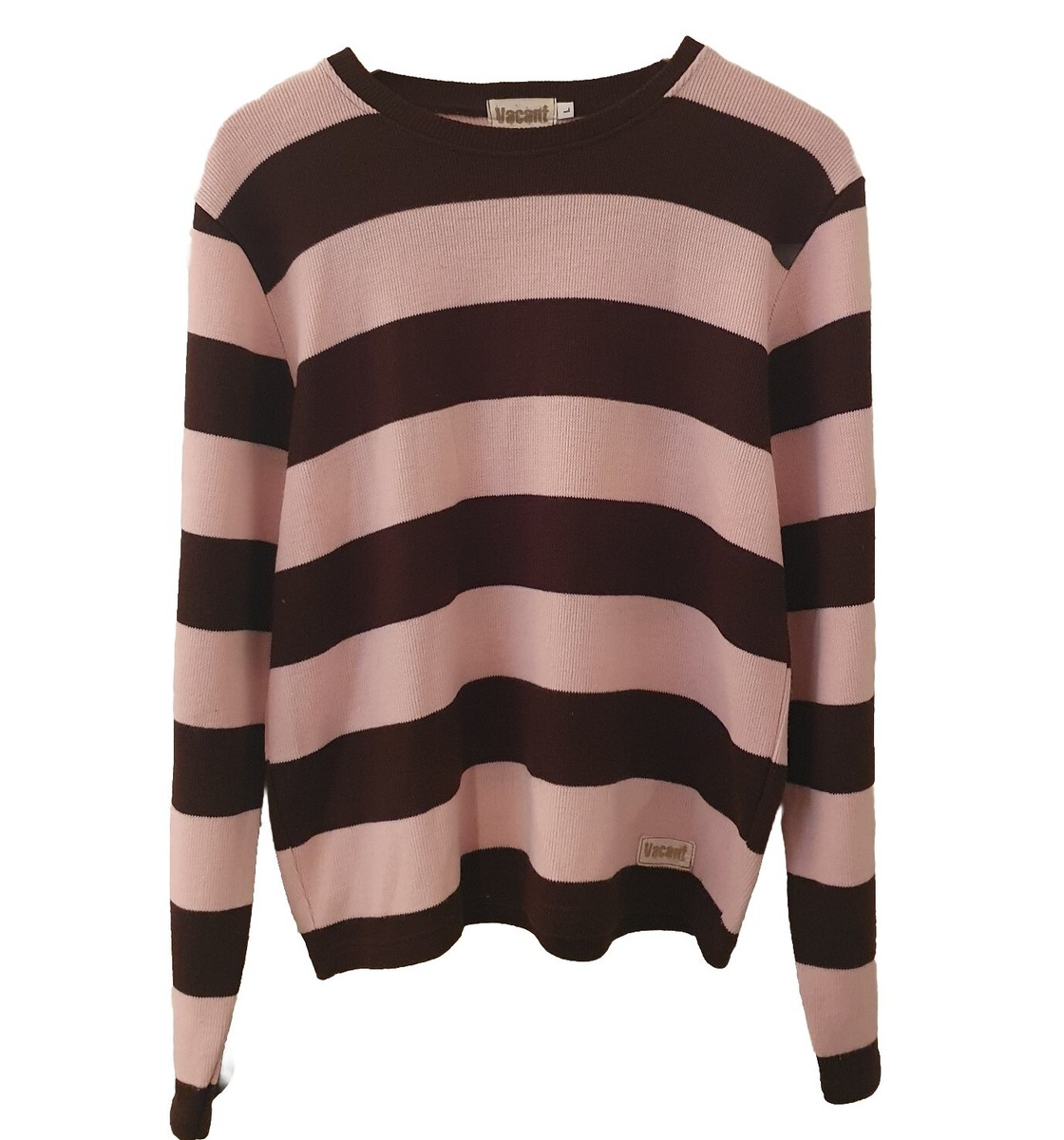 Mens Large Pink And Brown Striped Jumper UK