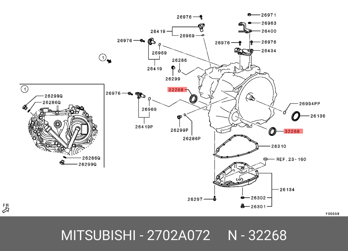 Genuine OE O/SealT/M Front Diff Case 2702A072 for Mitsubishi 2702 