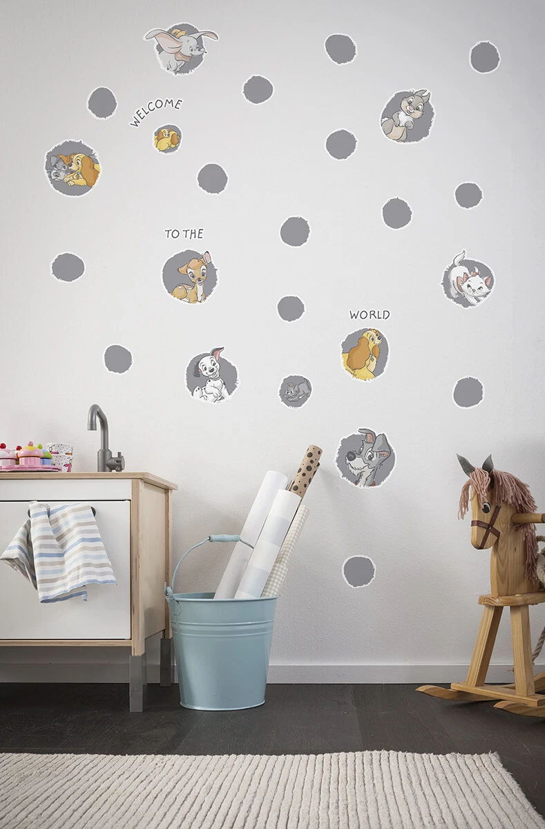 Set De Pegatinas Pared Disney Animales 100x70cm Gris Vinilo