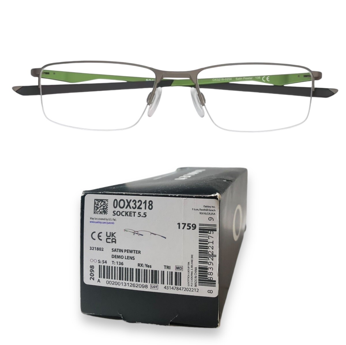 Oakley OX3128 02 Socket 5.5 Satin Pewter Men Eyeglasses Frame 54