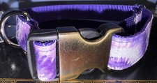 Dog Collar Tye Dye Purple Large Handmade Heavy Duty W/Buckle NEW