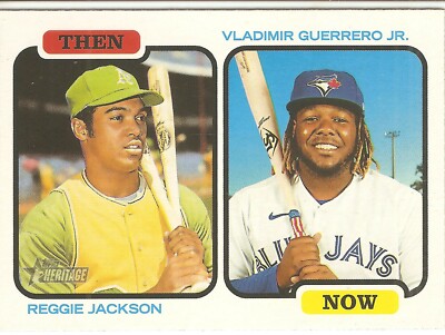 2022 TOPPS HERITAGE JACKSON/GUERRERO THEN AND NOW BASEBALL CARD TAN-JG