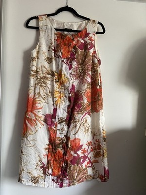Neuwertig Selection by S Oliver Kleid Gr. 38 Weiß Rot Orange Blumenmuster