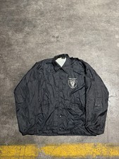 Vintage 80s Raiders Spellout Satin Jacket Men s Medium Lined Snap Button