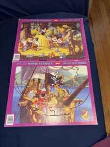 Disney Movie Classics Peter Pan And Snow White Inlaid Tray Puzzle Lot Complete