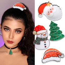 4Pcs Christmas Hair Claw Clips for Girls Women Cute Hairpin Santa Claus