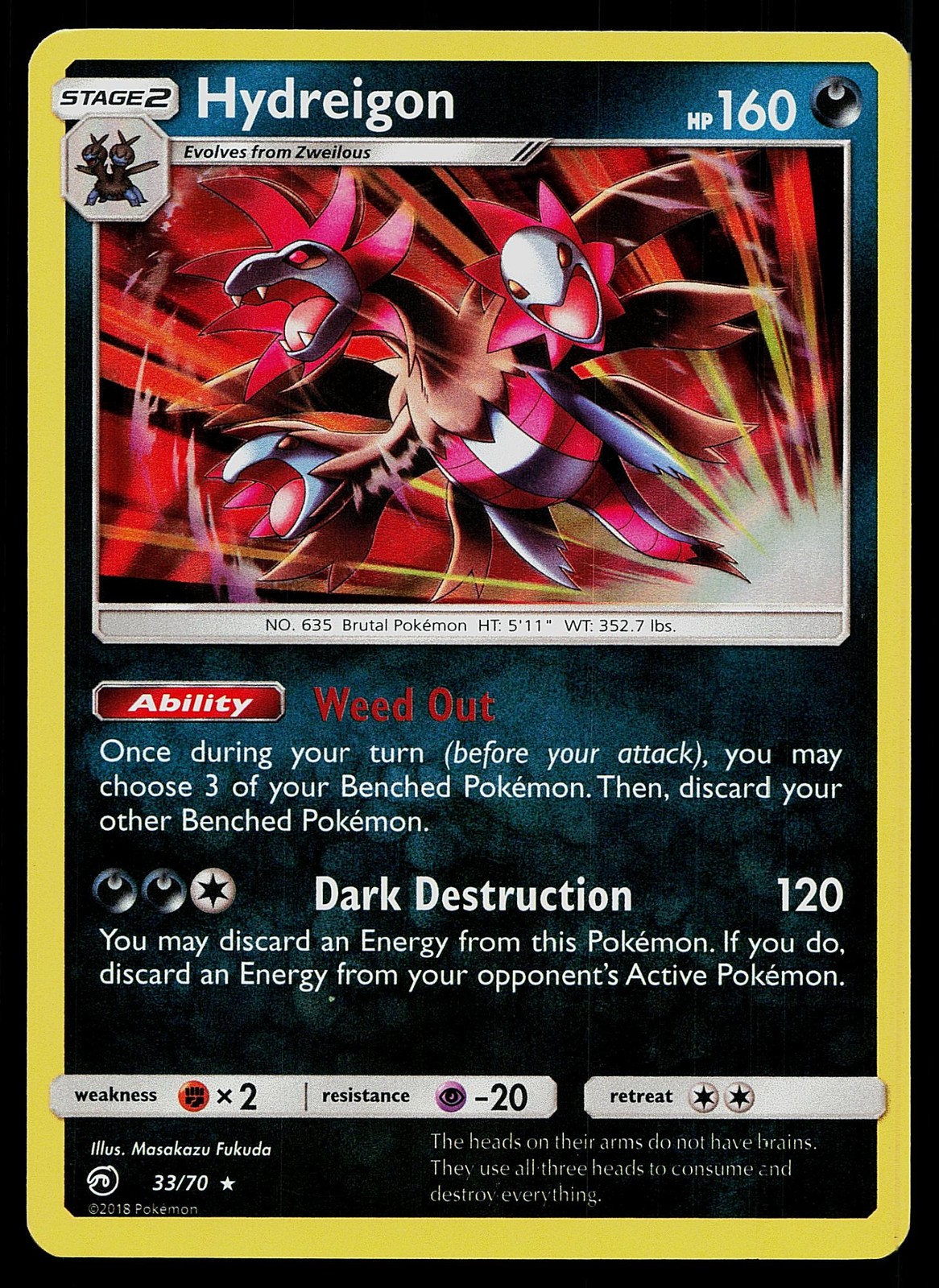 Pokemon Card Dragon Majesty Hydreigon 33/70 Rare Holo