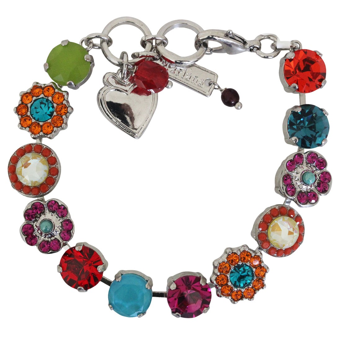 Mariana Rhodium Plated MASAI Multi Color RAINBOW MOSAIC Crystal Bracelet WOW!