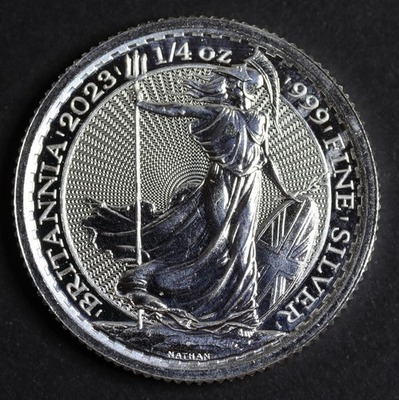 #ad 2023 1 4 Troy Ounce .999 Fine Silver Britannia First Year With King Charles III $37.00