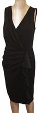 Miusol Women's Sexy V Neck Faux Wrap Ruched Sheath Bodycon Dress Size M