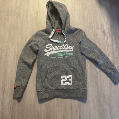 Superdry Damen Hoody Pullover Sweatshirt grau Größe M
