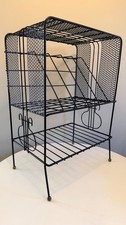 Vintage Record Player and Vinyl Storage Rack 1960s Mid Century Modern Wire Stand