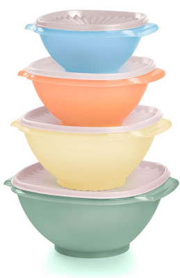 NEW! Tupperware VINTAGE Servalier Bowls ONE TOUCH Set of 4 Bowls W/ LIDS & FS!!