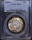 1969 D Kennedy Half Dollar PCGS MS63, Dual Toned, FREE SHIPPING