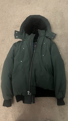 Moose Knuckles Green Black Hooded Puffer Jacket Men's Full Zip Size L/G