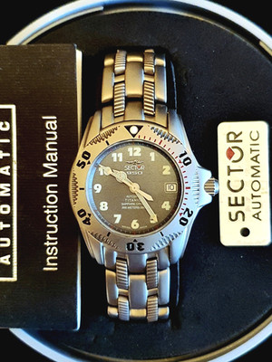 Sector 950 Titanium Automatic Data Sapphire 300M Eta Swiss Made Uhr Set Box