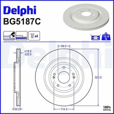 2x DELPHI Bremsscheibe BG5187C für HYUNDAI KIA