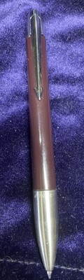 VINTAGE PARKER DARK-BROWN CHROME BALLPOINT PEN VECTOR XL - PEN MADE IN UK