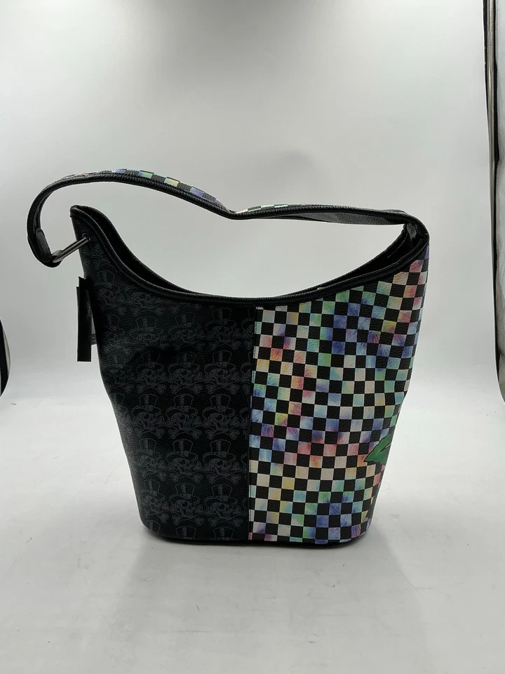 Ed Hardy Hobo Tote Bag Skull Love Kills Slowly Embossed Black Rhinestones M07281 - Image 4 of 4