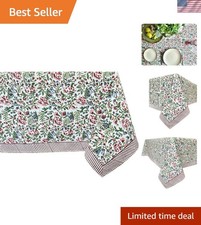 Ambrosia 100 Cotton Boho Floral Tablecloth - 60 X 108 in for Elegant Dining