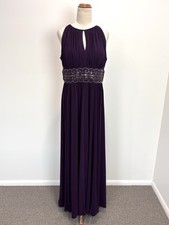 R&M Richards Womens Formal Dress 12 Purple Beaded Sequins Pleated Cocktail Event