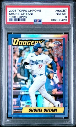 136690429 Shohei Ohtani 2025 Topps Chrome #90CB-7 1990 Baseball PSA 8