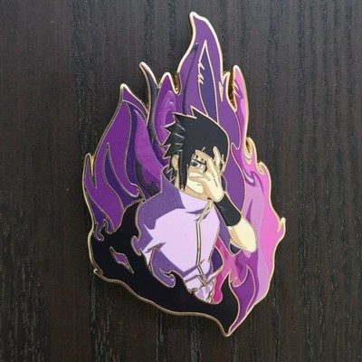 Naruto | Sasuke Uchiha Susanoo Amaterasu  | 3'' Gold Tone Enamel Pin