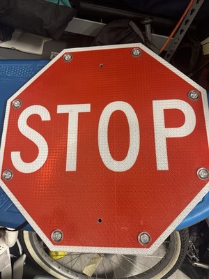 30in Stop Sign Solar Powered LED Blinking Reflective Street Traffic Warning Sign