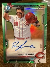 Ruben Ibarra 2021 1st Bowman Draft Chrome /99 Green Refractor Auto Reds