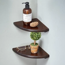 Corner Shelves, Floating Corner Shelf, Set of 2 7inch Solid Oak Wood Corner W...