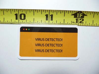 TRIPLE VIRUS DETECTED SMALL STICKER DECAL FUNNY JOKE GAG PRANK FUN