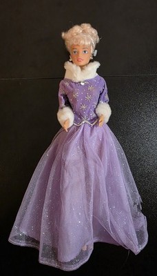 Vintage Winter Wonderland Kid Kore Kelsey Barbie Type Doll in Purple Gown