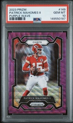 2023 Panini Prizm Patrick Mahomes II #149 Purple Wave Prizm /99 Chiefs PSA 10