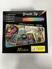 30 Colors Acrylic paint Marker Brush tip water based NEW
